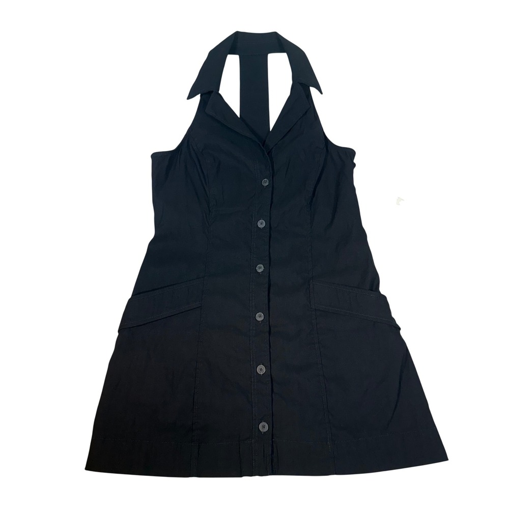 NWT Maeve Anthropologie Lined Linen Blend Halter Mini Dress Side Zip Size LP - Picture 6 of 16